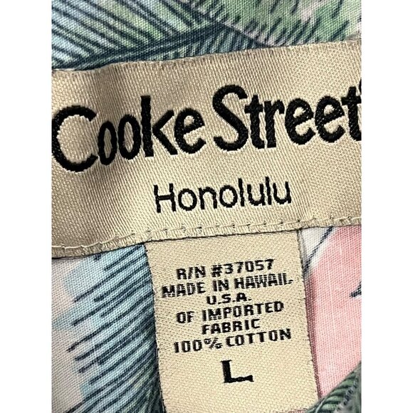 Cooke Street Men Hawaiian Shirt Large L Pink Aloha Hawaiian Tropical Leaf EUC - Picture 6 of 7
